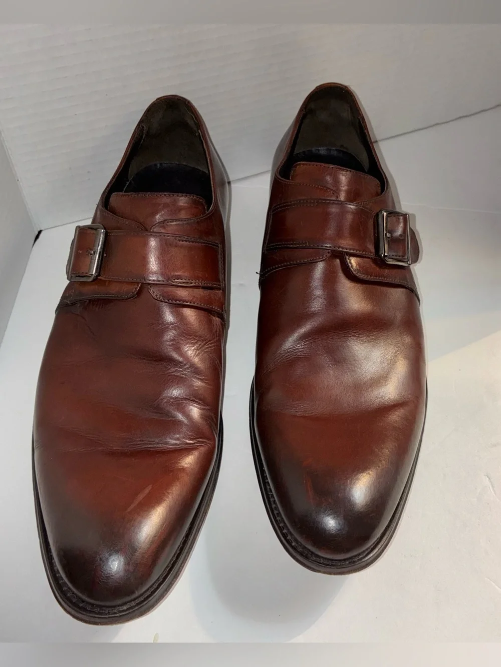 To Boot Men's 9.5 Dark Brown Leather Single Monk Strap Oxfords